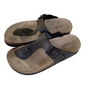 George Womens Toe Post Sandals Dark Brown Size 7 Cork Slip On Classic Casual​​​​